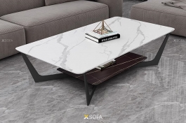 Bàn trà BT29 - Hai tầng mặt bàn đá Ceramic hình chữ nhật