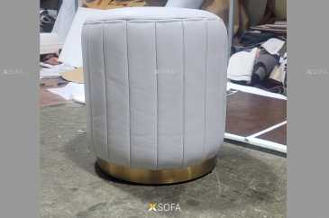 Đôn sofa mặt hình tròn với đế chân inox mạ PVD vàng