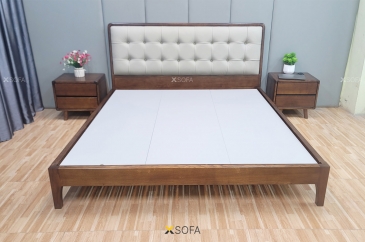 Giường ngủ GODA 02 gỗ tần bì, dát MDF trắng