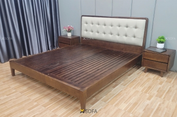 Giường ngủ GODA 02 gỗ tần bì, dát gỗ tự nhiên
