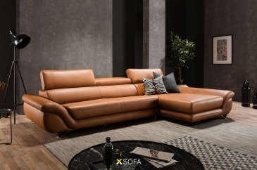 Ghế sofa góc Leo G82 kích thước 2,8 x 1,8m, tựa đầu gật gù