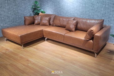 Ghế sofa góc Presti G69 bọc da bò Ý