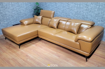 Ghế sofa góc kích thước 2,8 x 1,7m, bọc da microfiber cao cấp màu vàng bò
