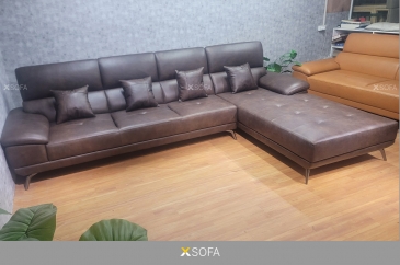 Ghế sofa góc Zio G79 kích thước 3,2 x 2m bọc da bò Ý màu nâu sang trọng