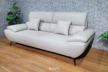 Ghế sofa văng Rafina V6 dài 2,2m bọc da microfiber màu trắng sữa