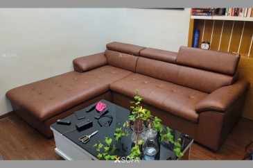 Bàn giao bộ sofa bọc da bò về nhà a Toàn ở chung cư Tràng An Complex, Hà Nội